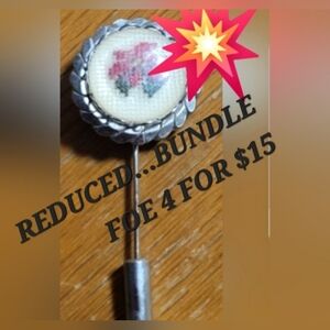 BUNDLE 4 STARRED ITEMS $15. *SEE INSTRUCTIONS.Poinsettia Silver Floral Lapel Pin